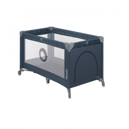 Patut pliant, Lionelo, Stefi, Cu un nivel, Cu intrare laterala cu fermoar, 2 roti, 120x60 cm, Conform cu standardul european de securitate EN 716, Albastru [4]