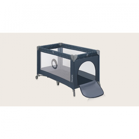 Patut pliant, Lionelo, Stefi, Cu un nivel, Cu intrare laterala cu fermoar, 2 roti, 120x60 cm, Conform cu standardul european de securitate EN 716, Albastru [9]