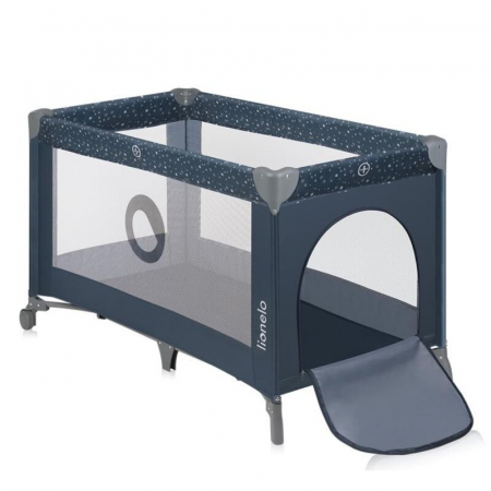 Mobilier si Lenjerie - Patut pliant, Lionelo, Stefi, Cu un nivel, Cu intrare laterala cu fermoar, 2 roti, 120x60 cm, Conform cu standardul european de securitate EN 716, Albastru