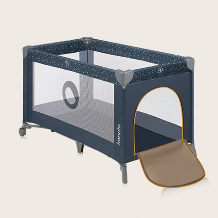 Patut pliant, Lionelo, Stefi, Cu un nivel, Cu intrare laterala cu fermoar, 2 roti, 120x60 cm, Conform cu standardul european de securitate EN 716, Albastru [10]