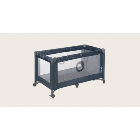Patut pliant, Lionelo, Stefi, Cu un nivel, Cu intrare laterala cu fermoar, 2 roti, 120x60 cm, Conform cu standardul european de securitate EN 716, Albastru [3]