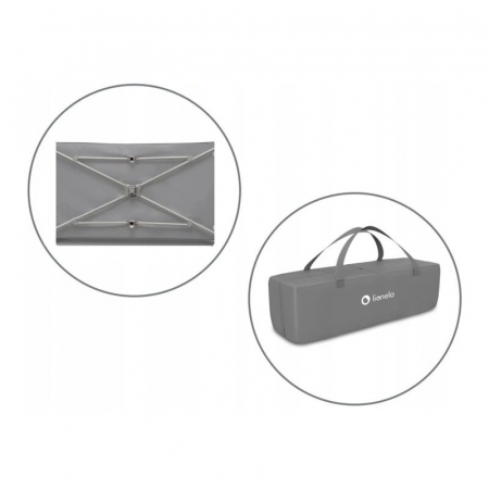 Patut pliant, Lionelo, Stefi, Cu un nivel, Cu intrare laterala cu fermoar, 2 roti, 120x60 cm, Conform cu standardul european de securitate EN 716, Grey [13]