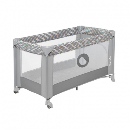 Patut pliant, Lionelo, Stefi, Cu un nivel, Cu intrare laterala cu fermoar, 2 roti, 120x60 cm, Conform cu standardul european de securitate EN 716, Grey [7]