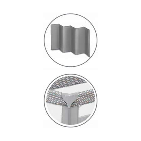 Patut pliant, Lionelo, Stefi, Cu un nivel, Cu intrare laterala cu fermoar, 2 roti, 120x60 cm, Conform cu standardul european de securitate EN 716, Grey [12]