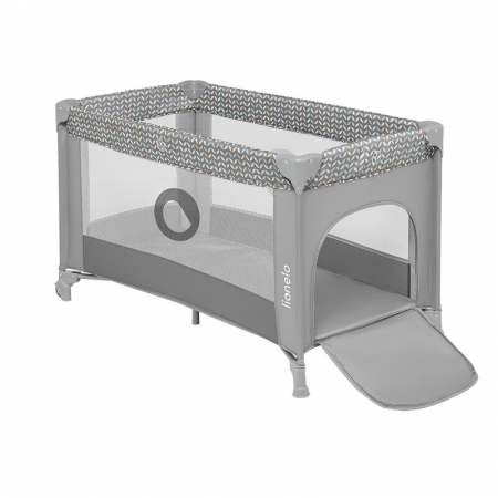 Patut pliant, Lionelo, Stefi, Cu un nivel, Cu intrare laterala cu fermoar, 2 roti, 120x60 cm, Conform cu standardul european de securitate EN 716, Grey [4]