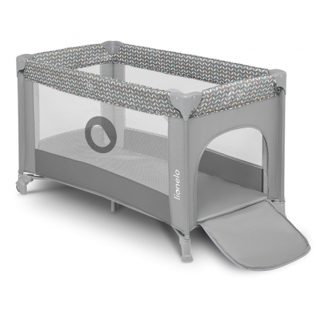 Mobilier si Lenjerie - Patut pliant, Lionelo, Stefi, Cu un nivel, Cu intrare laterala cu fermoar, 2 roti, 120x60 cm, Conform cu standardul european de securitate EN 716, Grey