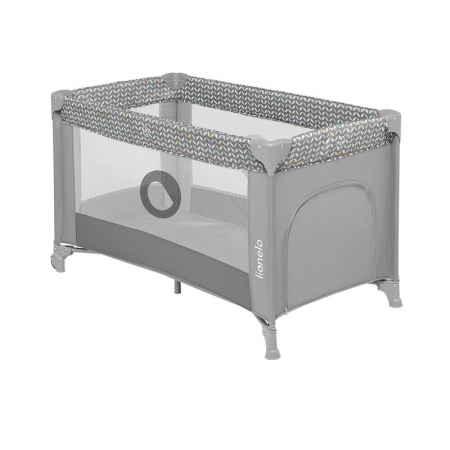 Patut pliant, Lionelo, Stefi, Cu un nivel, Cu intrare laterala cu fermoar, 2 roti, 120x60 cm, Conform cu standardul european de securitate EN 716, Grey [5]