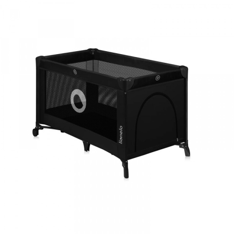 Patut pliant, Lionelo, Stefi, Cu un nivel, Cu intrare laterala cu fermoar, 2 roti, 120x60 cm, Conform cu standardul european de securitate EN 716, Negru [3]
