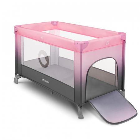 Mobilier si Lenjerie - Patut pliant, Lionelo, Stefi, Cu un nivel, Cu intrare laterala cu fermoar, 2 roti, 120x60 cm, Conform cu standardul european de securitate EN 716, Roz Ombre