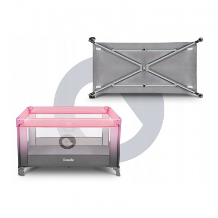 Patut pliant, Lionelo, Stefi, Cu un nivel, Cu intrare laterala cu fermoar, 2 roti, 120x60 cm, Conform cu standardul european de securitate EN 716, Roz Ombre [12]
