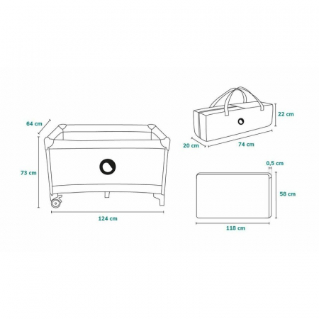 Patut pliant, Lionelo, Stefi, Cu un nivel, Cu intrare laterala cu fermoar, 2 roti, 120x60 cm, Conform cu standardul european de securitate EN 716, Roz Ombre [15]