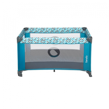 Patut pliant, Lionelo, Stefi, Cu un nivel, Cu intrare laterala cu fermoar, 2 roti, 120x60 cm, Conform cu standardul european de securitate EN 716, Turquoise [7]