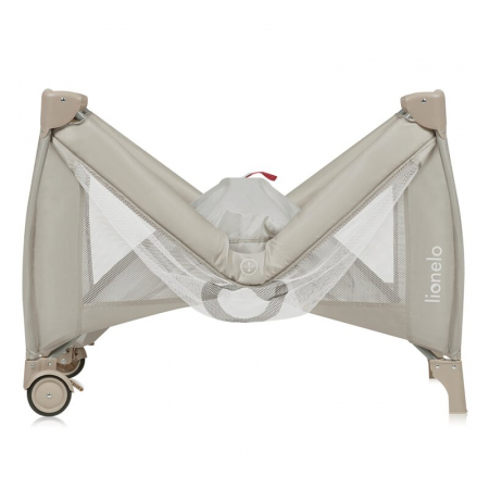 Patut pliant, Lionelo, Stefi Plus, Cu doua nivele, Cu intrare laterala cu fermoar, 2 roti, 120 x 60 cm, Conform cu standardul european de securitate EN 716, Bej [7]