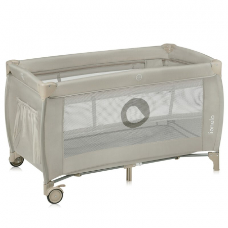 Patut pliant, Lionelo, Stefi Plus, Cu doua nivele, Cu intrare laterala cu fermoar, 2 roti, 120 x 60 cm, Conform cu standardul european de securitate EN 716, Bej [6]