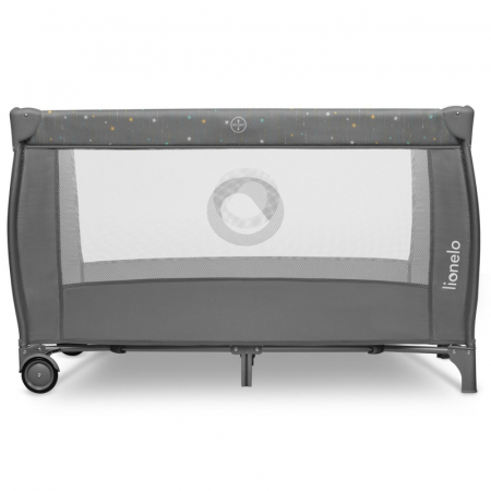 Patut pliant, Lionelo, Stefi Plus, Cu doua nivele, Cu intrare laterala cu fermoar, 2 roti, 120 x 60 cm, Conform cu standardul european de securitate EN 716, Gri/ Multicolor [4]