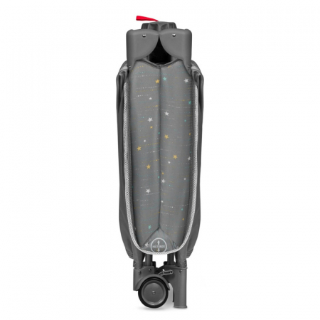 Patut pliant, Lionelo, Stefi Plus, Cu doua nivele, Cu intrare laterala cu fermoar, 2 roti, 120 x 60 cm, Conform cu standardul european de securitate EN 716, Gri/ Multicolor [6]