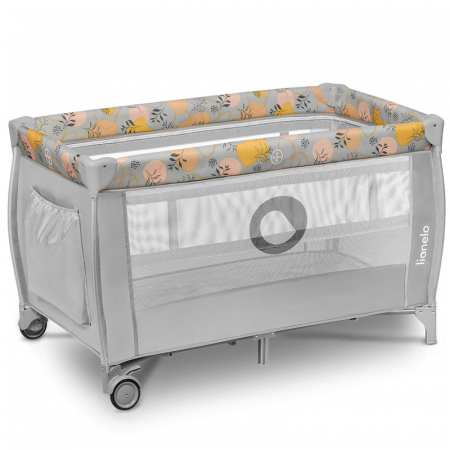 Patut pliant, Lionelo, Stefi Plus, Cu doua nivele, Cu intrare laterala cu fermoar, 2 roti, 120 x 60 cm, Conform cu standardul european de securitate EN 716, Roz/Galben [6]