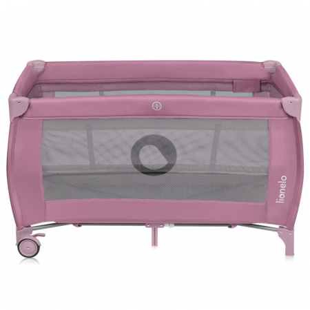 Mobilier si Lenjerie - Patut pliant, Lionelo, Stefi Plus, Cu doua nivele, Cu intrare laterala cu fermoar, 2 roti, 120 x 60 cm, Conform cu standardul european de securitate EN 716, Roz