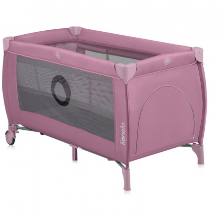 Patut pliant, Lionelo, Stefi Plus, Cu doua nivele, Cu intrare laterala cu fermoar, 2 roti, 120 x 60 cm, Conform cu standardul european de securitate EN 716, Roz [5]