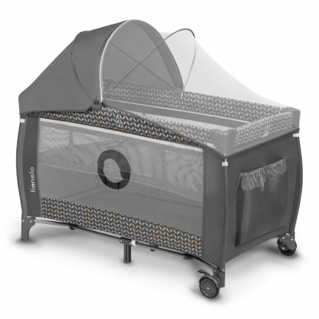 Patut pliant, Lionelo, Sven Plus, 120x60 cm, Cu doua nivele, Cu arcada jucarii, masuta de infasat, vibratii, melodii  conform cu standardele europeane de securitate EN716 si EN12221, Grey Scandi [5]