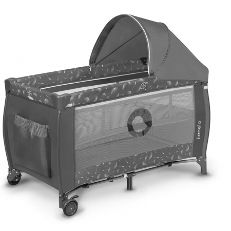 Patut pliant, Lionelo, Sven Plus, 120x60 cm, Cu doua nivele, Cu arcada jucarii, masuta de infasat, vibratii, melodii, conform cu standardele europeane de securitate EN716 si EN12221, Grey [7]
