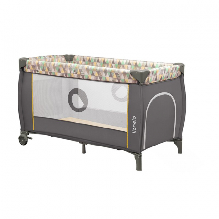 Patut pliant, Lionelo, Sven Plus, 120x60 cm, Cu doua nivele, Cu arcada jucarii, masuta de infasat  vibratii, melodii, conform cu standardele europeane de securitate EN716 si EN12221, Yellow Scandi [6]