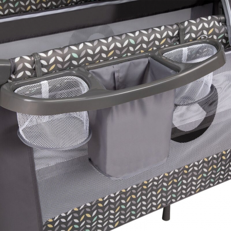 Patut pliant, Lionelo, Sven Plus, 120x60 cm, Cu doua nivele, Cu arcada jucarii, masuta de infasat, vibratii, melodii  conform cu standardele europeane de securitate EN716 si EN12221, Grey Scandi [13]