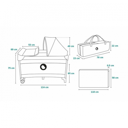 Patut pliant, Lionelo, Sven Plus, 120x60 cm, Cu doua nivele, Cu arcada jucarii, masuta de infasat, vibratii, melodii, conform cu standardele europeane de securitate EN716 si EN12221, Grey [44]