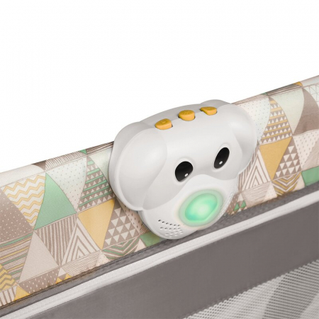 Patut pliant, Lionelo, Sven Plus, 120x60 cm, Cu doua nivele, Cu arcada jucarii, masuta de infasat  vibratii, melodii, conform cu standardele europeane de securitate EN716 si EN12221, Yellow Scandi [10]