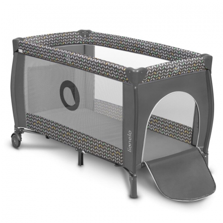 Patut pliant, Lionelo, Sven Plus, 120x60 cm, Cu doua nivele, Cu arcada jucarii, masuta de infasat, vibratii, melodii  conform cu standardele europeane de securitate EN716 si EN12221, Grey Scandi [6]