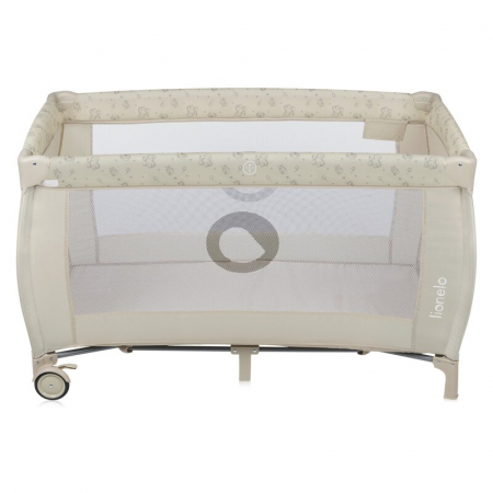 Patut pliant, Lionelo, Sven Plus, 120x60 cm, Cu doua nivele, Cu arcada jucarii, masuta de infasat, vibratii, melodii, conform cu standardele europeane de securitate EN716 si EN12221, Bej Latte [9]