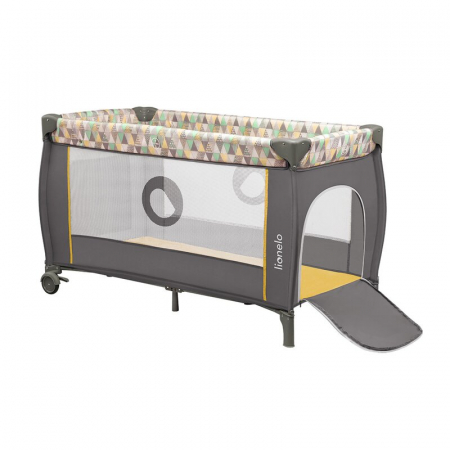 Patut pliant, Lionelo, Sven Plus, 120x60 cm, Cu doua nivele, Cu arcada jucarii, masuta de infasat  vibratii, melodii, conform cu standardele europeane de securitate EN716 si EN12221, Yellow Scandi [7]
