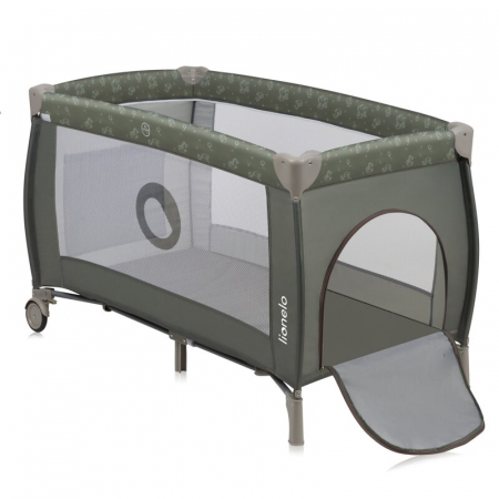 Patut pliant, Lionelo, Sven Plus, 120x60 cm, Cu doua nivele, Cu arcada jucarii, masuta de infasat, vibratii, melodii, conform cu standardele europeane de securitate EN716 si EN12221, Bej Olive [5]