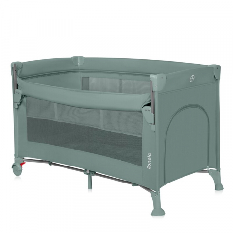 Mobilier si Lenjerie - Patut pliant multifunctional, Lionelo, Ellen, Cu laterala culisanta, Nivel suplimentar, Intrare laterala cu fermoar, 2 roti, Saltea pliabila si geanta de transport incluse, 0- 36 luni, Pana la 15 kg, 