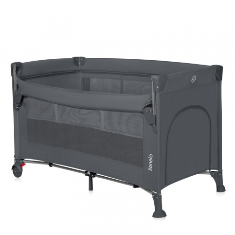 Mobilier si Lenjerie - Patut pliant multifunctional, Lionelo, Ellen, Cu laterala culisanta, Nivel suplimentar, Intrare laterala cu fermoar, 2 roti, Saltea pliabila si geanta de transport incluse, 0- 36 luni, Pana la 15 kg, 