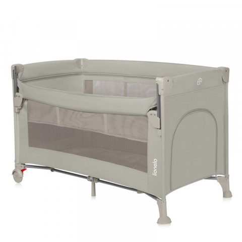 Mobilier si Lenjerie - Patut pliant multifunctional, Lionelo, Ellen, Cu laterala culisanta, Nivel suplimentar, Intrare laterala cu fermoar, 2 roti, Saltea pliabila si geanta de transport incluse, 0- 36 luni, Pana la 15 kg, 