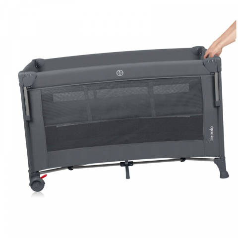 Patut pliant multifunctional, Lionelo, Ellen, Cu laterala culisanta, Nivel suplimentar, Intrare laterala cu fermoar, 2 roti, Saltea pliabila si geanta de transport incluse, 0- 36 luni, Pana la 15 kg,  [8]