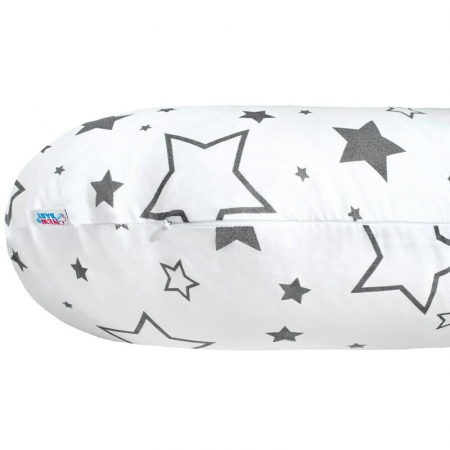 Perna alaptare, New Baby, Cu husa detasabila, In forma de C, Bumbac, Diametru 16 cm, Lungime in jurul circumferintei 285 cm, Stars White/Grey [3]