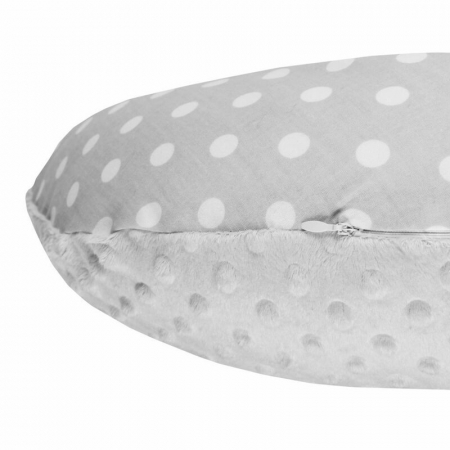 Perna alaptare, New Baby, Diametru 16 cm, Lungime in jurul circumferintei 125 cm, Bumbac+tesatura Minky, 100% antialergic, Husa detasabila, 0 luni+, Grey [2]