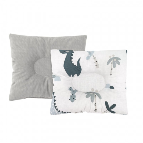 Mobilier si Lenjerie - Perna bebelus, MimiNu, Profilata, Cu doua fete, Cu functie anti-soc, Pufoasa, Din catifea si bumbac, 23x26 cm, Materiale certificate Oeko Tex Standard 100, Velvet Dino Granat