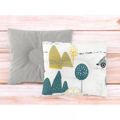 Perna bebelus, MimiNu, Profilata, Cu doua fete, Cu functie anti-soc, Pufoasa, Din catifea si bumbac, 23x26 cm, Materiale certificate Oeko Tex Standard 100, Velvet Childrens Journey Grey [1]