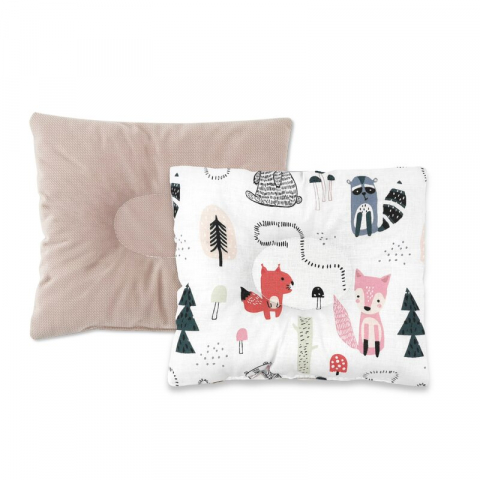 Mobilier si Lenjerie - Perna bebelus, MimiNu, Profilata, Cu doua fete, Cu functie anti-soc, Pufoasa, Din catifea si bumbac, 23x26 cm, Materiale certificate Oeko Tex Standard 100, Velvet Fox