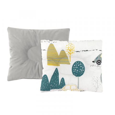 Mobilier si Lenjerie - Perna bebelus, MimiNu, Profilata, Cu doua fete, Cu functie anti-soc, Pufoasa, Din catifea si bumbac, 23x26 cm, Materiale certificate Oeko Tex Standard 100, Velvet Childrens Journey Grey