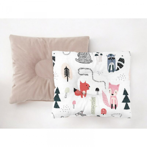 Perna bebelus, MimiNu, Profilata, Cu doua fete, Cu functie anti-soc, Pufoasa, Din catifea si bumbac, 23x26 cm, Materiale certificate Oeko Tex Standard 100, Velvet Fox [1]