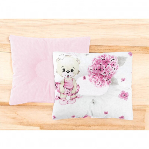 Perna bebelus, MimiNu, Profilata, Cu doua fete, Cu functie anti-soc, Pufoasa, Din catifea si bumbac, 23x26 cm, Materiale certificate Oeko Tex Standard 100, Velvet Pink Ballerina [1]