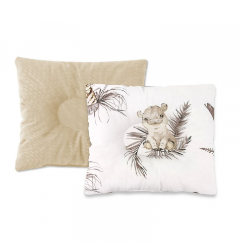 Lenjerie pentru Patuturi - Perna bebelus, MimiNu, Profilata, Cu doua fete, Cu functie anti-soc, Pufoasa, Din catifea si bumbac, Materiale certificate Oeko Tex Standard 100, 23x26 cm, Savanna