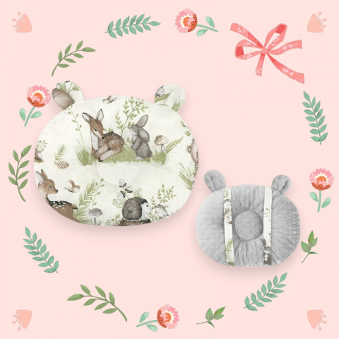 Perna bebelusi, MimiNu, Ursulet, Multifunctionala, Cu doua fete, Tesatura pufoasa minky si bumbac, Materiale certificate Oeko Tex Standard 100, Design, Minky Calm Forest Natural [2]