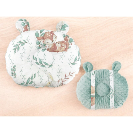Perna bebelusi, MimiNu, Ursulet, Multifunctionala, Cu doua fete, Tesatura pufoasa minky si bumbac, Materiale certificate Oeko Tex Standard 100, Minky Cold Mint/ Lulu Natural [1]