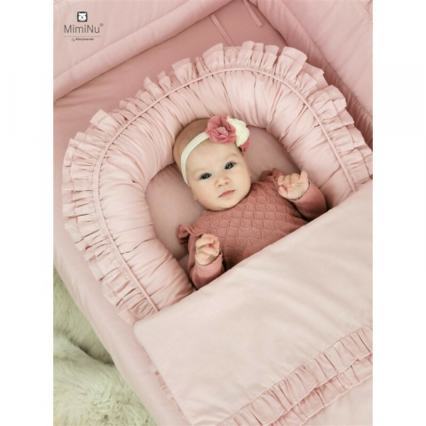 Perna clasica de dormit, MimiNu, Cu husa detasabila cu fermoar, Din bumbac certificat Oeko Tex Standard 100, 40x40 cm, Colectia Royal, Powder Pink [2]