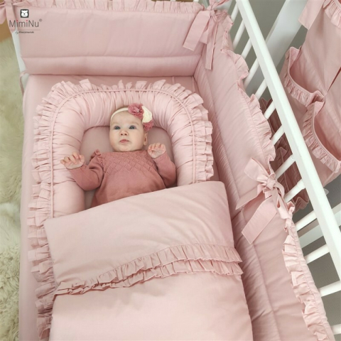Perna clasica de dormit, MimiNu, Cu husa detasabila cu fermoar, Din bumbac certificat Oeko Tex Standard 100, 40x40 cm, Colectia Royal, Powder Pink [9]